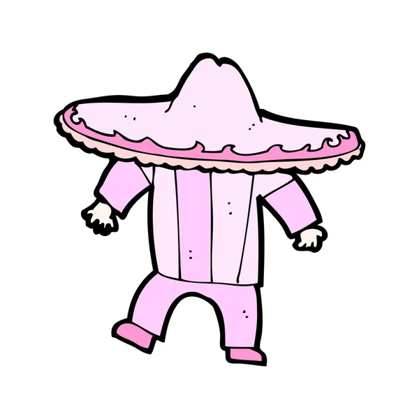 Cartoon man in roze Mexicaanse kostuum — Stockvector