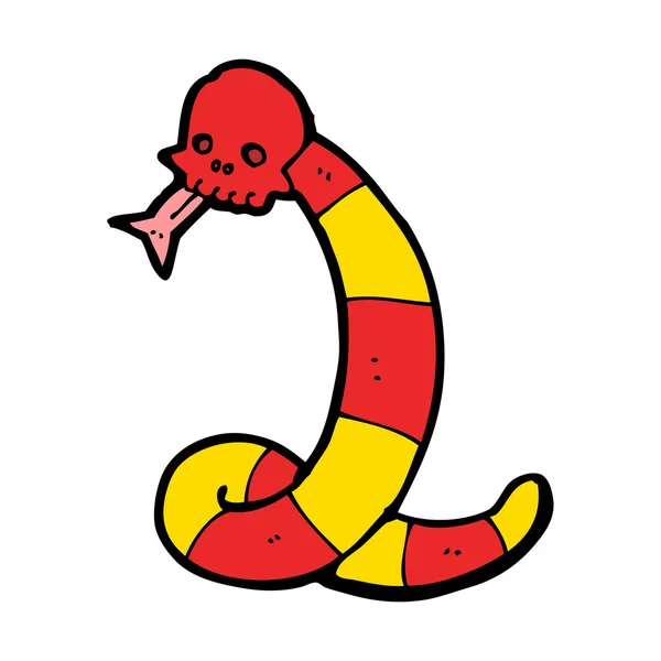 不気味な頭蓋骨蛇漫画 — ストックベクタ