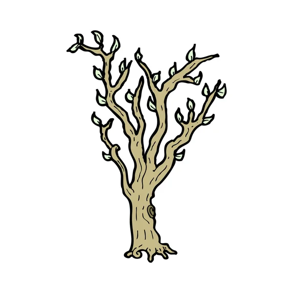 녹색 단풍으로 나무의 만화 — 스톡 벡터