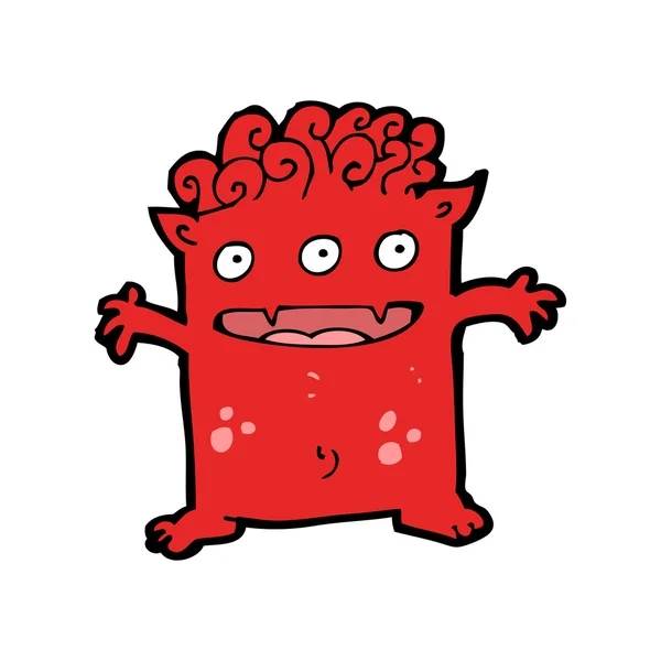 Dibujos animados de un monstruo rojo o alienígena — Vector de stock
