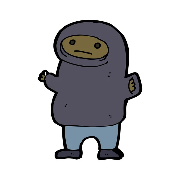 Boldogtalan rajzfilm fiú kapucnis pulóver — Stock Vector