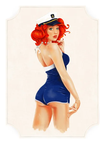 Sexy Pin Up Mädchen Illustration — Stockfoto