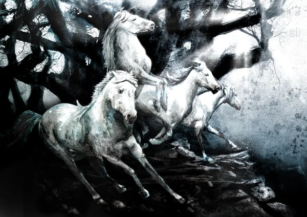 Chevaux de course peinture — Photo