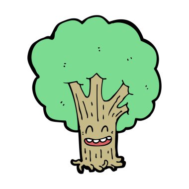 karikatür mutlu ağaç