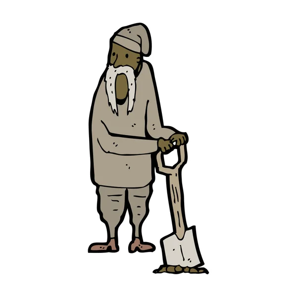 Cartoon peasant with spade — Stock Vector
