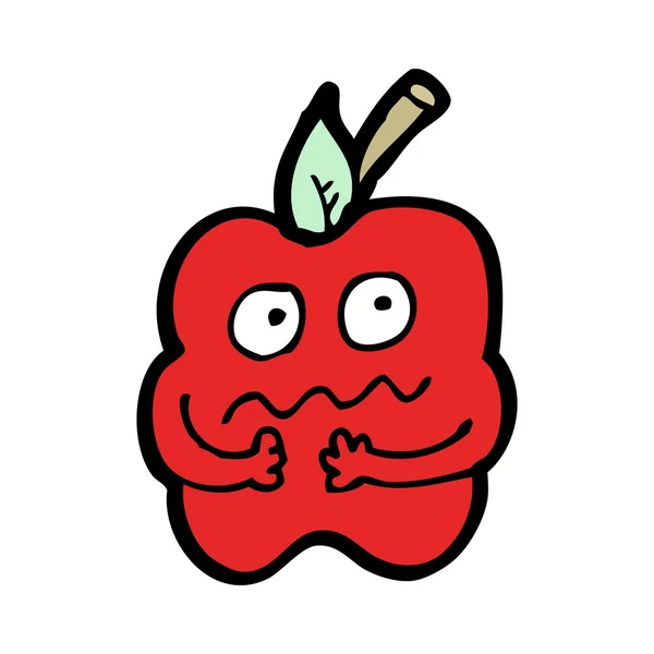 Manzana roja nerviosa Mascota — Vector de stock