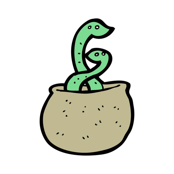 ヘビの漫画バスケット — ストックベクタ