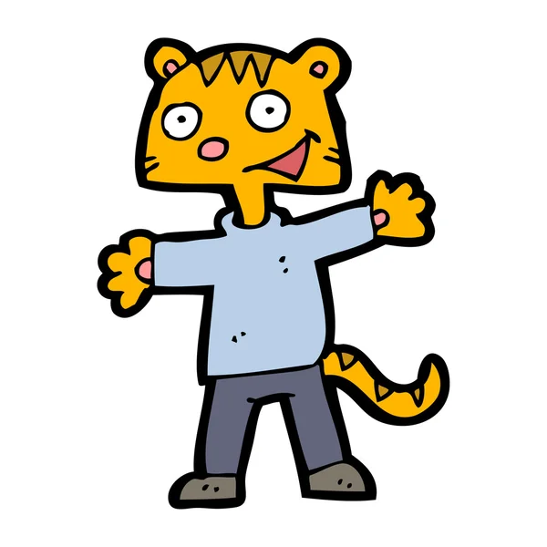 Dibujos animados tigre usando ropa — Vector de stock