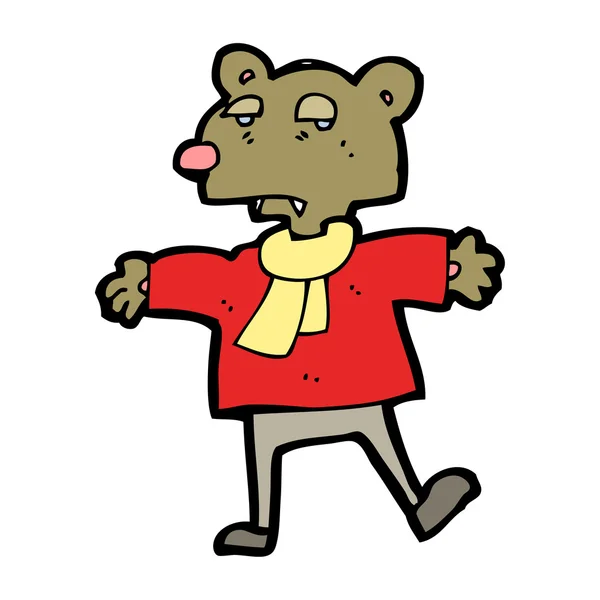 Dessin animé d'un ours habillé — Image vectorielle