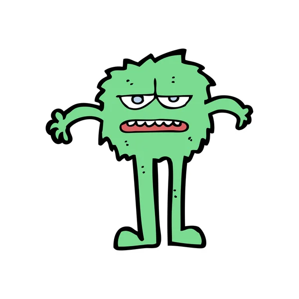 Dessin animé grognon monstre vert — Image vectorielle