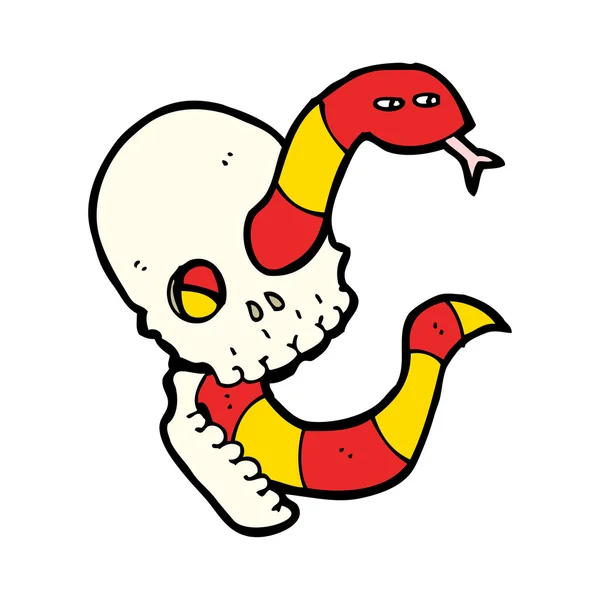 漫画の不気味な頭骨および蛇 — ストックベクタ