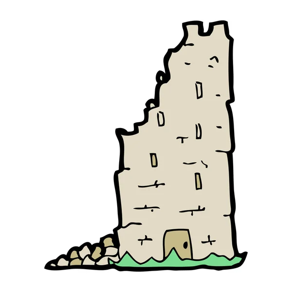 Karikatur bröckelt mittelalterlicher Turm — Stockvektor