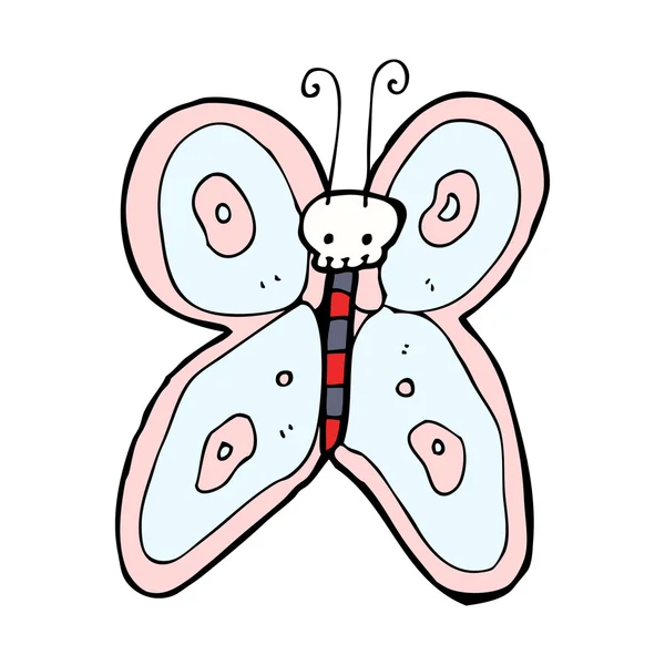 Mariposa de dibujos animados con cráneo — Vector de stock