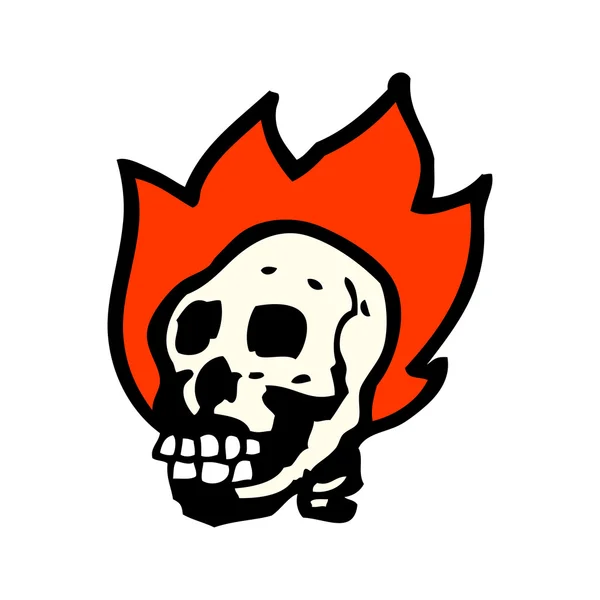 Cartoon burning skull — Stock Vector