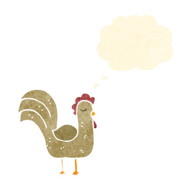 Düşünce baloncuklu horoz çizgi filmi