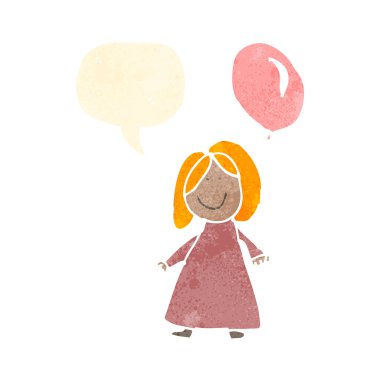 Authentic looking child's drawing of a girl with balloon