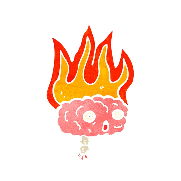 Cartoon brain on fire — Stock Vector