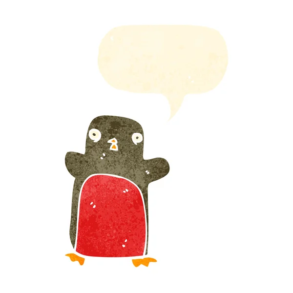 Pequeño pingüino de dibujos animados con burbuja del habla — Vector de stock