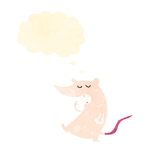 Cartoon muis met gedachte zeepbel — Stockvector