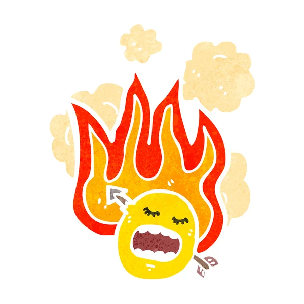 Cartoon flammande emoticon ansikte — Stock vektor