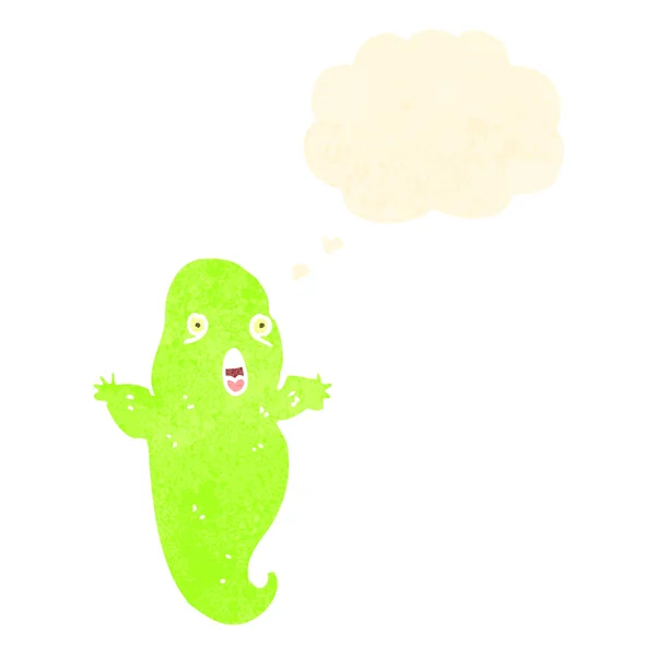 Fantasma verde espeluznante de dibujos animados — Vector de stock