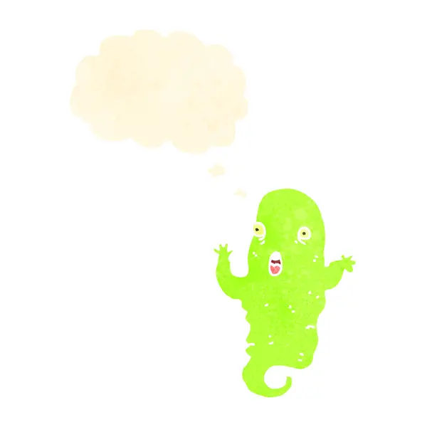 Fantasma verde espeluznante de dibujos animados — Vector de stock