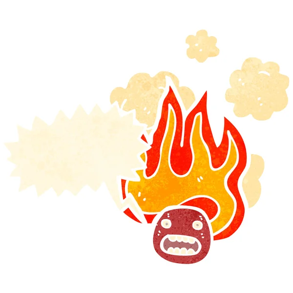 Desenho animado emoticon flamejante rosto — Vetor de Stock