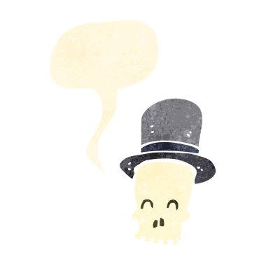 karikatür kafatası içinde üst şapka