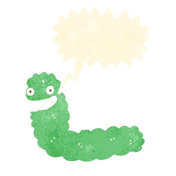 Happy cartoon caterpillar with speech bubble — Stock Vector