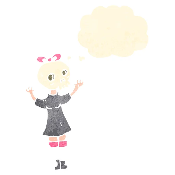 Αστεία κρανίο κεφάλι κορίτσι με το συννεφάκι λόγου — Διανυσματικό Αρχείο