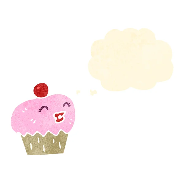 Muffin met gedachte zeepbel cartoon — Stockvector