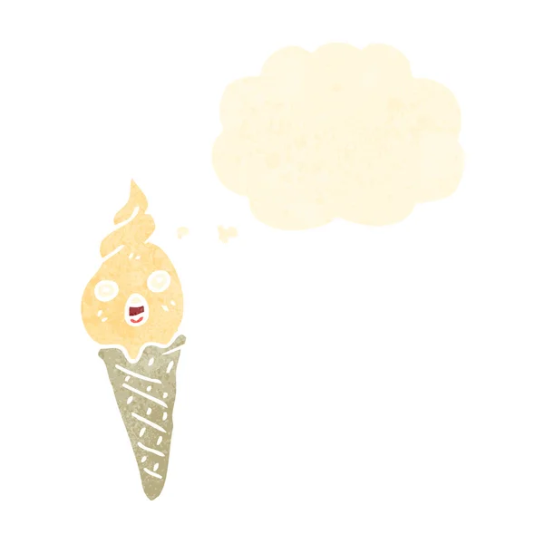Retro talking ice cream character — Stock Vector