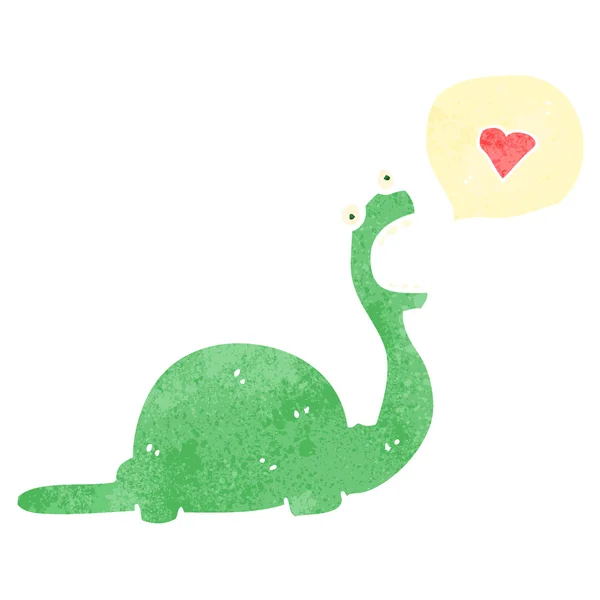 Kreslený dinosaurus se srdcem v myšlení bubliny — Stockový vektor