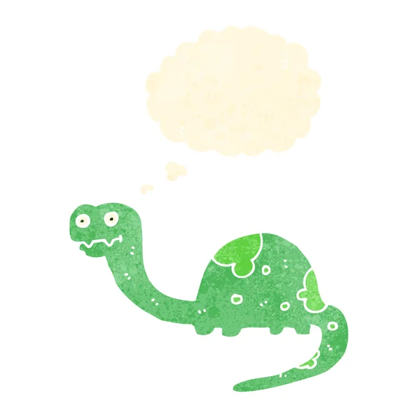 Cartoon dinosaur with thought bubble — Stock Vector