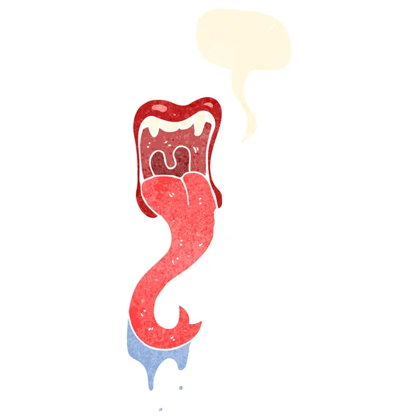 Fumetto bocca vampiro con lingua lunga — Vettoriale Stock
