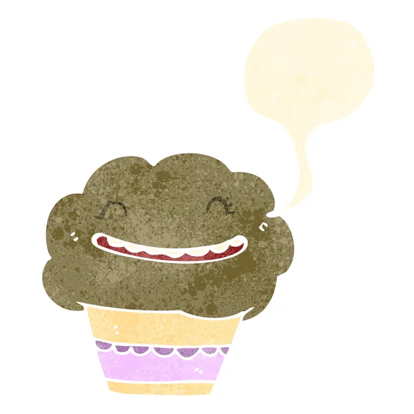 Cartoon chocolade muffin met gedachte bubble — Stockvector