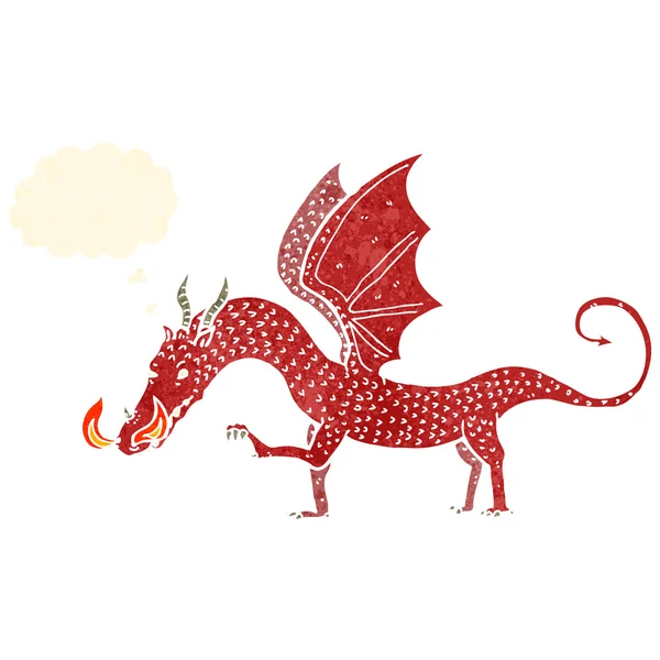 Dragón respiración fuego dibujos animados — Vector de stock