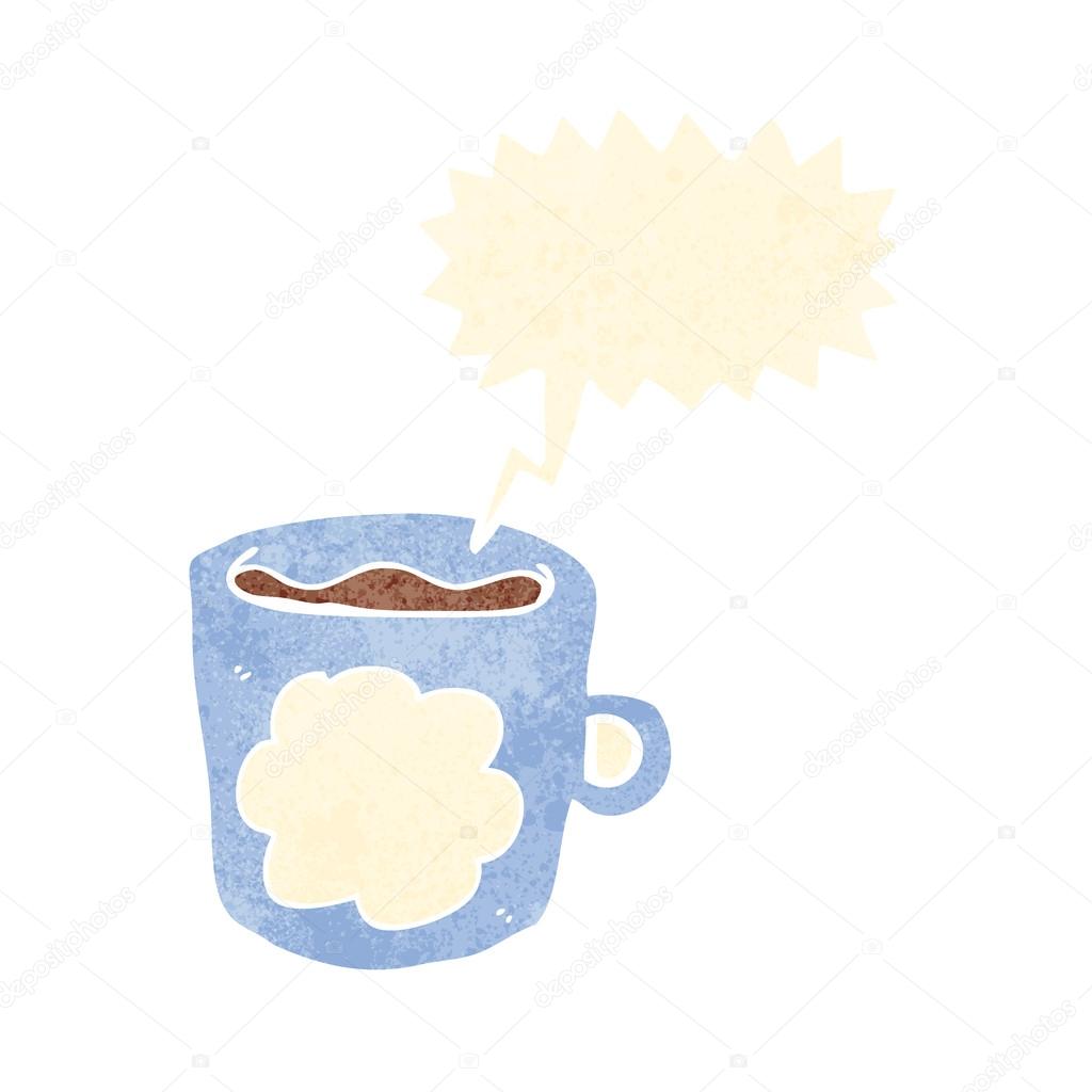 Cartoon coffee mug with thought bubble