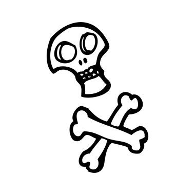 korsan kafatası ve kemiklerin karikatür