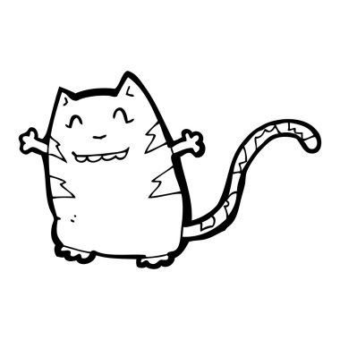 mutlu kedi komik karikatür