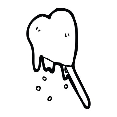 kalp eriyen buz lolly karikatür şeklinde