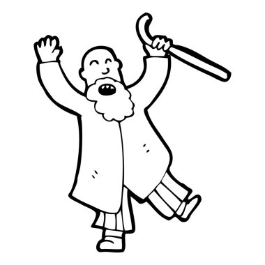 yaşlı adam titreyen sopa karikatür