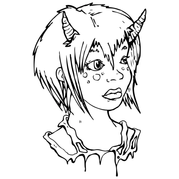 Pěkný ďábel dívka kreslený — Stockový vektor