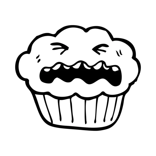 Weinen Cartoon Cupcake — Stockvektor