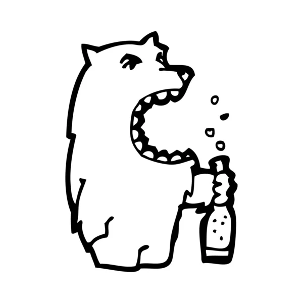 Grote boze wolf drinken bier cartoon — Stockvector