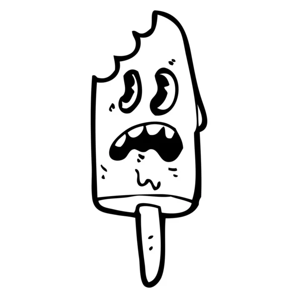 Retro mordido hielo lolly personaje de dibujos animados — Vector de stock