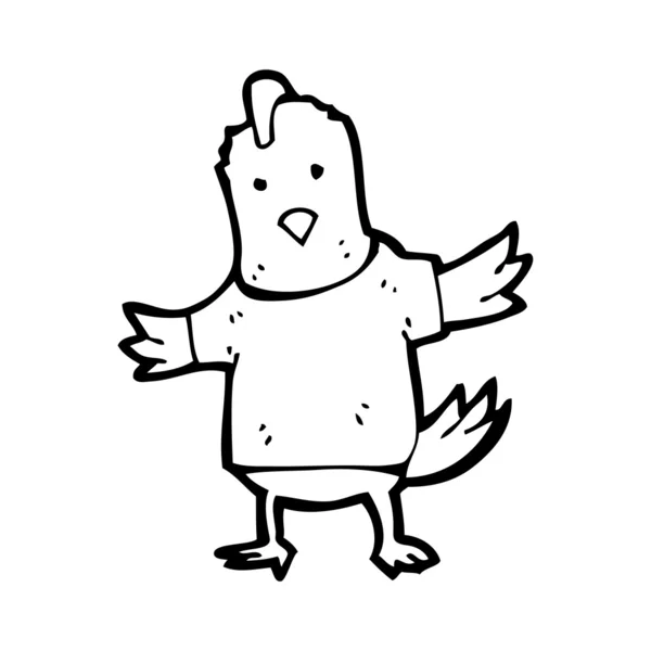 Pollo en camiseta de dibujos animados — Vector de stock