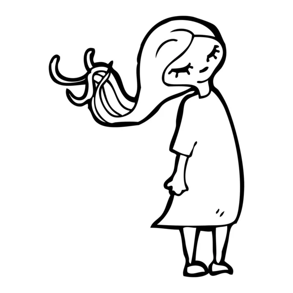 Chica con pelo soplando en el viento — Vector de stock