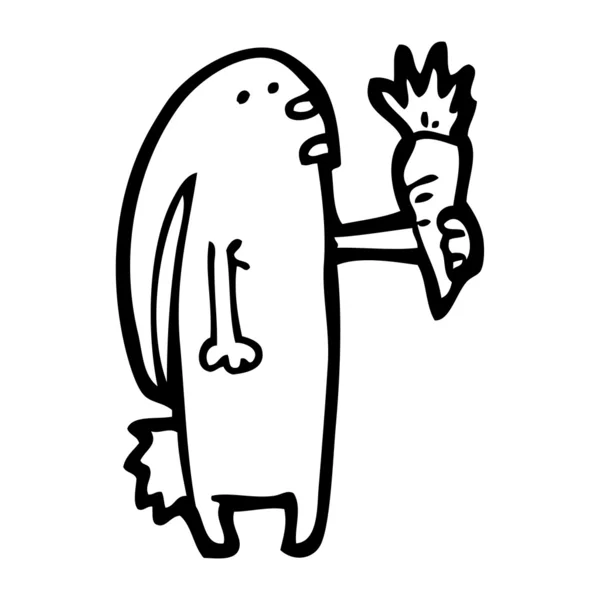 Conejo con caricatura de zanahoria — Vector de stock