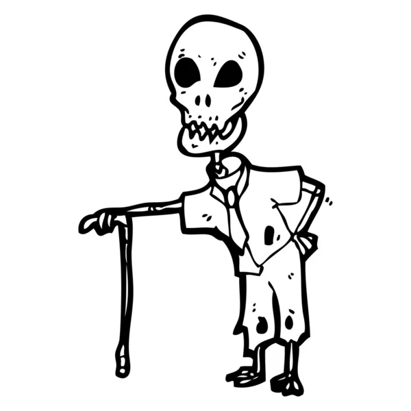 Elderly skeleton cartoon — Stock Vector